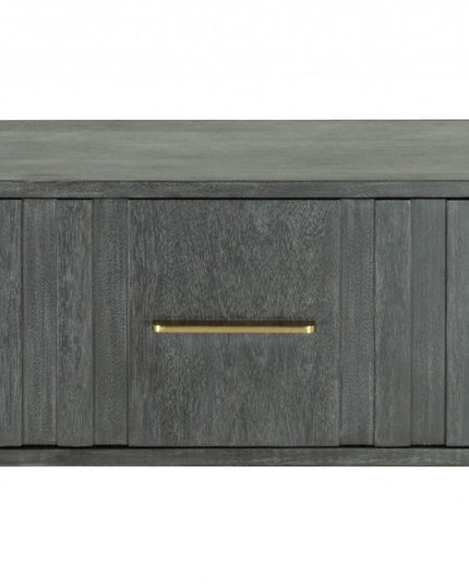 12" Gray Solid and Manufactured Wood One Drawer Nightstand