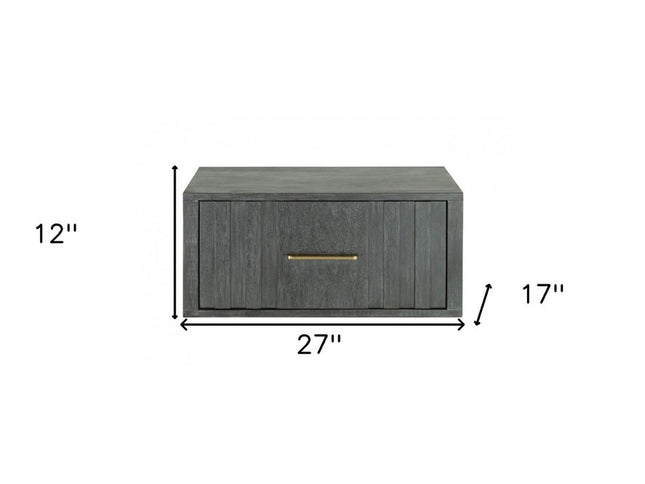 12" Gray Solid and Manufactured Wood One Drawer Nightstand