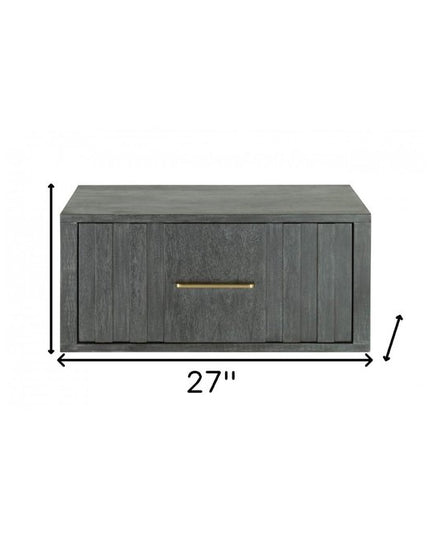 12" Gray Solid and Manufactured Wood One Drawer Nightstand