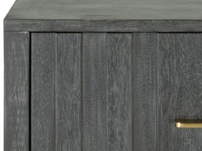 12" Gray Solid and Manufactured Wood One Drawer Nightstand