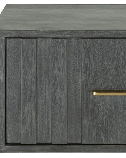 12" Gray Solid and Manufactured Wood One Drawer Nightstand