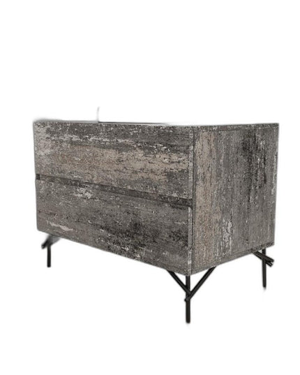 21" Gray Iron and Wood Two Drawer Nightstand