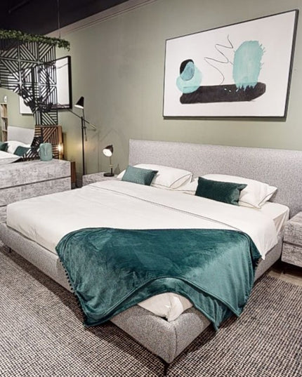 21" Gray Iron and Wood Two Drawer Nightstand