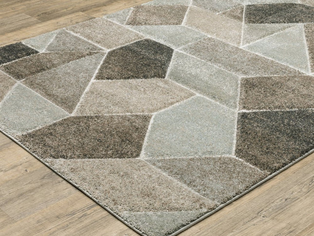 Gray And Ivory Geometric Area Rug