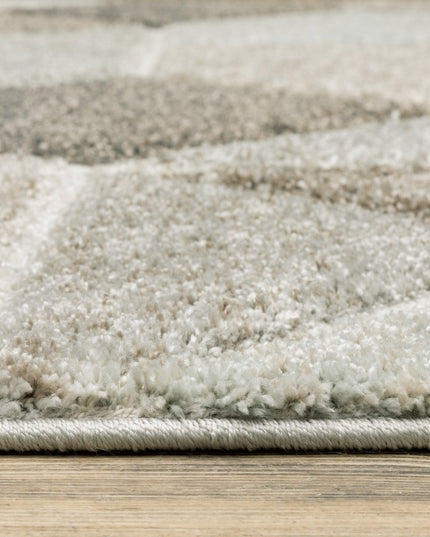 Gray And Ivory Geometric Area Rug