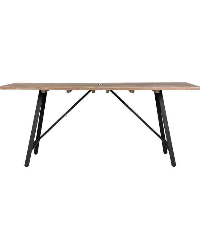 Five Piece Brown and Black Solid Wood Dining Set with Four Chairs