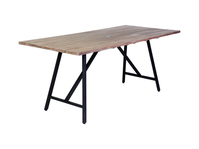 Five Piece Brown and Black Solid Wood Dining Set with Four Chairs