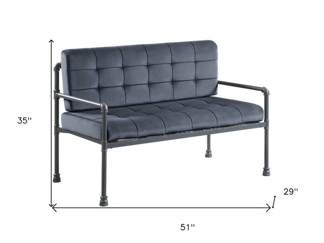 51" Gray Velvet Loveseat