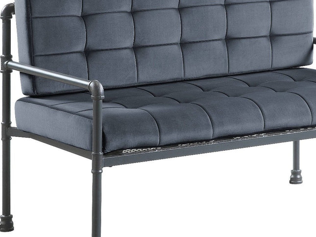 51" Gray Velvet Loveseat