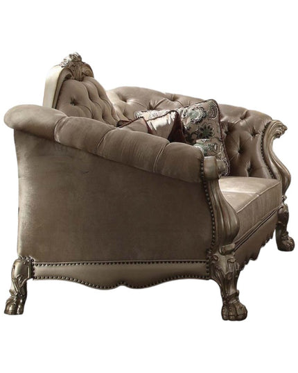 73" Bone Velvet Loveseat and Toss Pillows