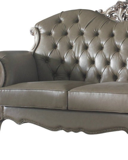 71" Bone Faux Leather Loveseat and Toss Pillows