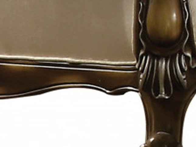 74" Tan And Brown Velvet Damask Curved Loveseat and Toss Pillows