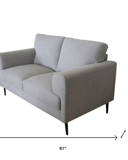 61" Light Gray And Black Linen Loveseat