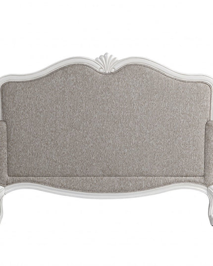 64" Beige 100% Linen And White Love Seat