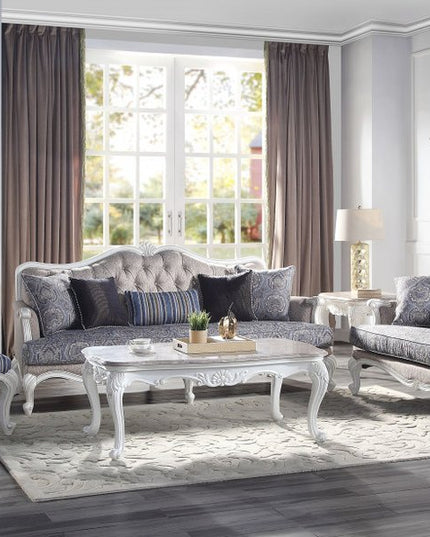 64" Beige 100% Linen And White Love Seat