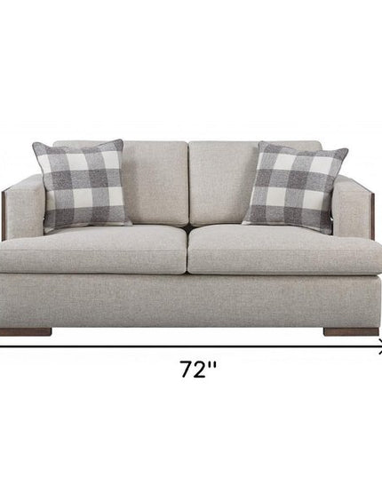 72" Beige And Brown Linen Loveseat