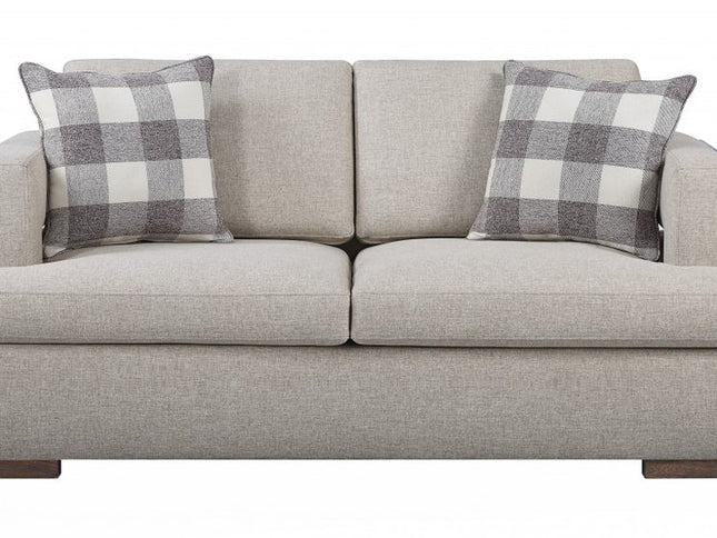 72" Beige And Brown Linen Loveseat