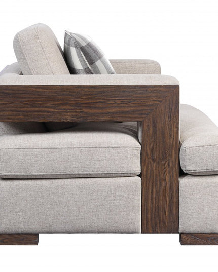 72" Beige And Brown Linen Loveseat