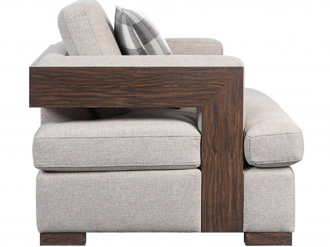 72" Beige And Brown Linen Loveseat