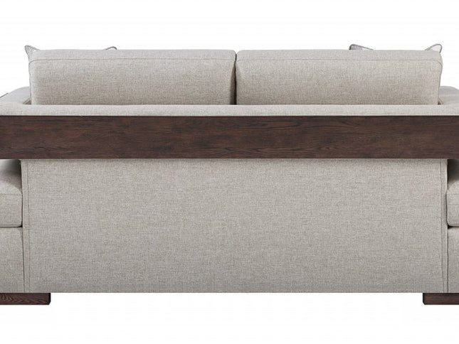 72" Beige And Brown Linen Loveseat