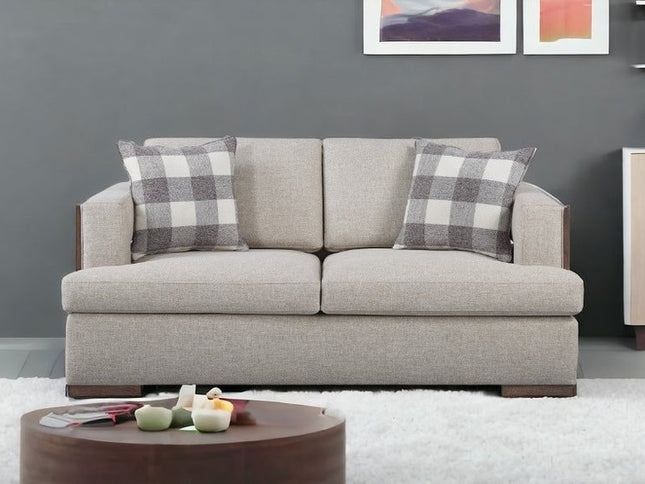 72" Beige And Brown Linen Loveseat