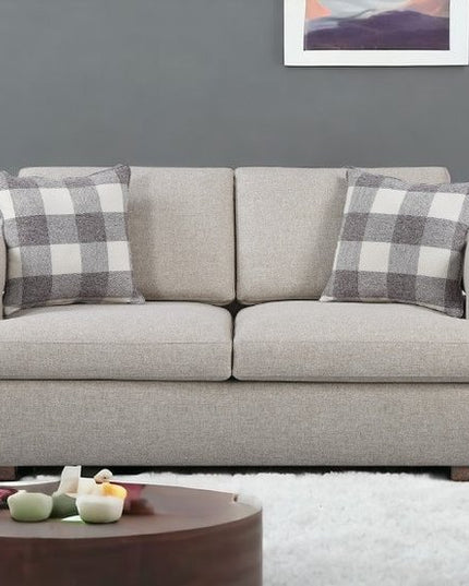 72" Beige And Brown Linen Loveseat