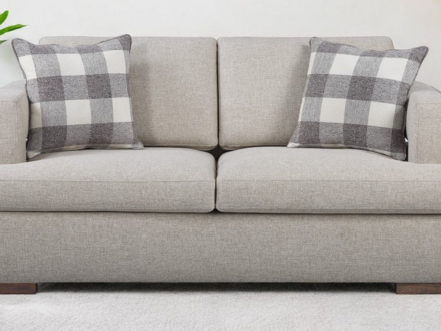 72" Beige And Brown Linen Loveseat