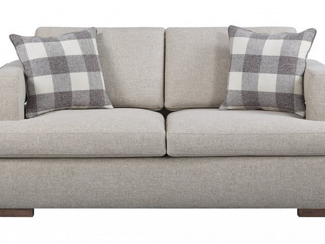 72" Beige And Brown Linen Loveseat