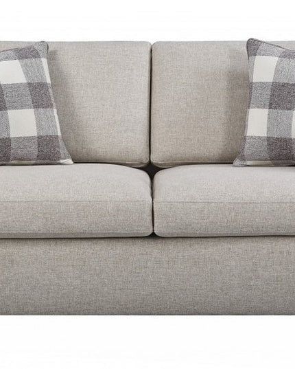 72" Beige And Brown Linen Loveseat