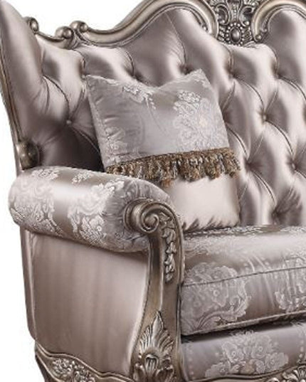 68" Pink And Platinum Silk Blend Loveseat and Toss Pillows