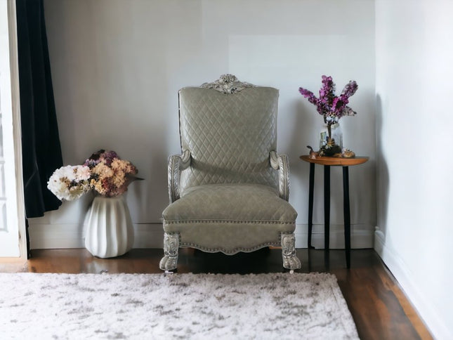 34" Bone Faux Leather Arm Chair