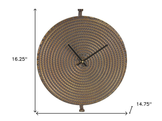 15" Circle Bronze Metal Analog Wall Clock