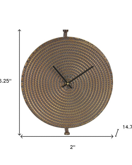 15" Circle Bronze Metal Analog Wall Clock