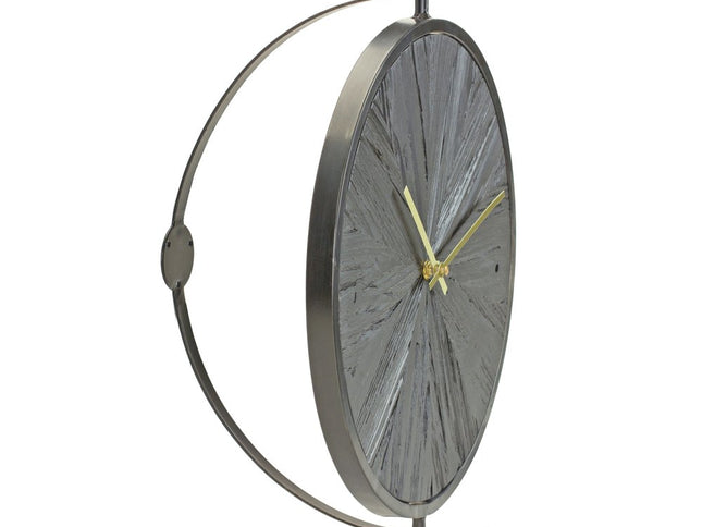 18" Circle Black Wood and Solid Wood Analog Wall Clock