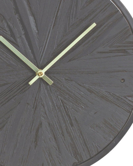 18" Circle Black Wood and Solid Wood Analog Wall Clock