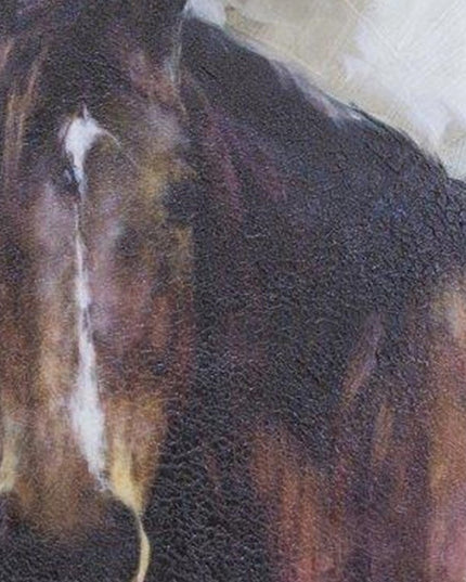 32" X 24" Brown Black And White Horse Wood Framed Art