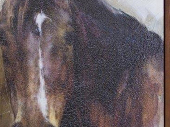 32" X 24" Brown Black And White Horse Wood Framed Art