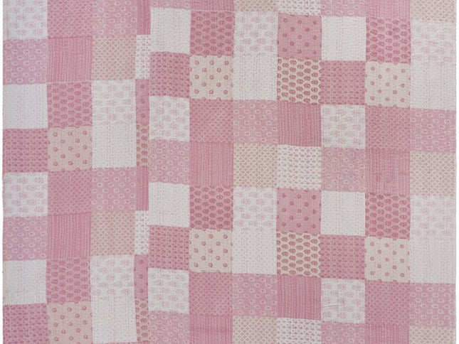 Pink Knitted Cotton Geometric Throw