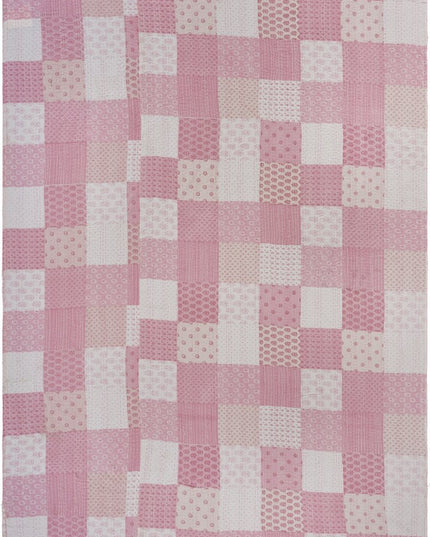 Pink Knitted Cotton Geometric Throw
