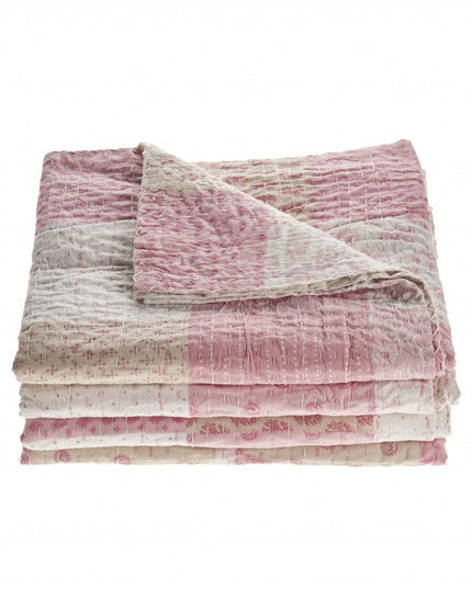 Pink Knitted Cotton Geometric Throw