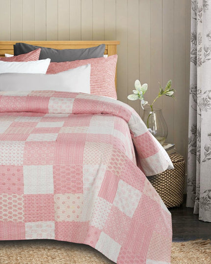 Pink Knitted Cotton Geometric Throw