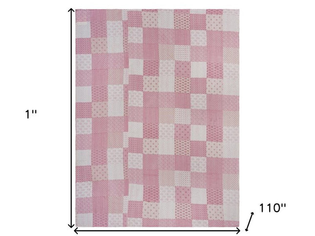 Pink Knitted Cotton Geometric Throw