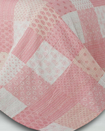 Pink Knitted Cotton Geometric Throw