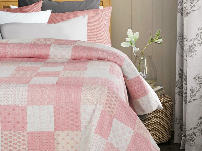 Pink Knitted Cotton Geometric Throw