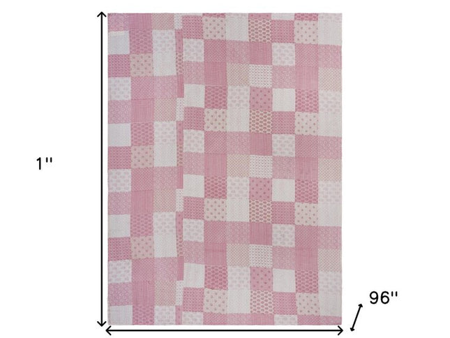 Pink Knitted Cotton Geometric Throw