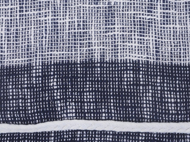 Blue Woven Cotton Geometric Throw