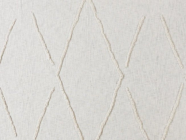 Ivory Geometric Queen Cotton Coverlet With Fringe