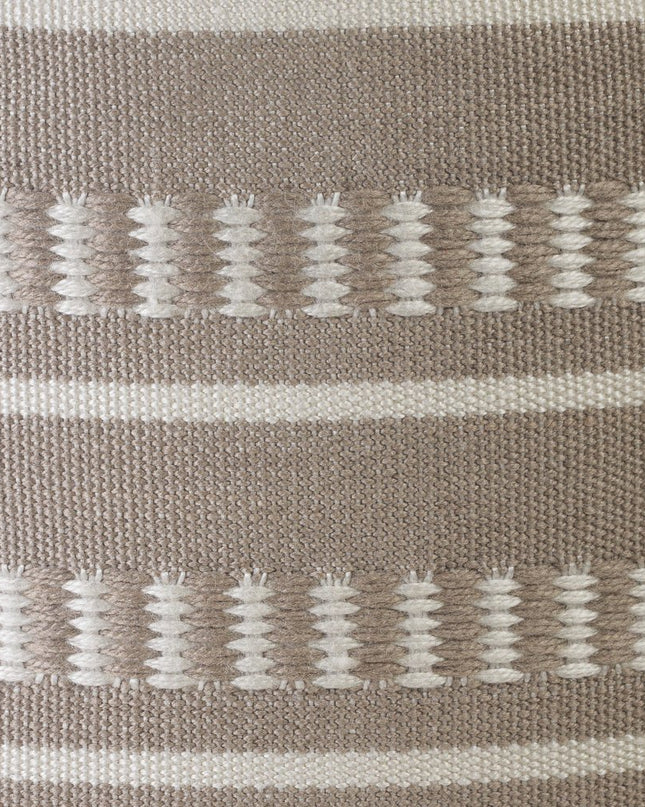 20" Green Polyester Round Striped Indoor Outdoor Pouf Ottoman