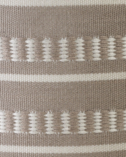 20" Green Polyester Round Striped Indoor Outdoor Pouf Ottoman