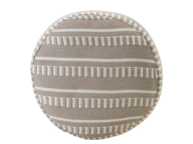 20" Green Polyester Round Striped Indoor Outdoor Pouf Ottoman